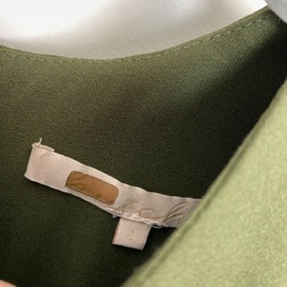 Hutch Cami Mini Dress Long Sleeves Green Tiered Layered Womens 2 Round Neck - Picture 3 of 8